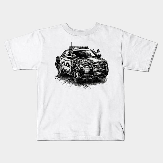 Police Car Kids T-Shirt by Vehicles-Art